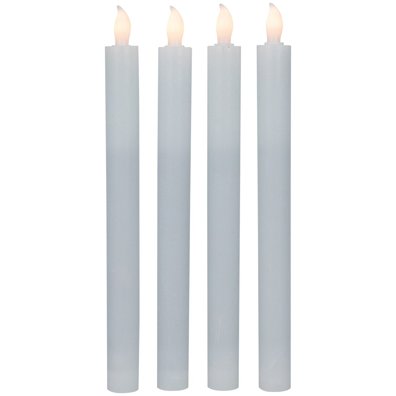 Northlight Set of 4 Solid White LED Flameless Flickering Wax Taper Candles 9.5&#x22;